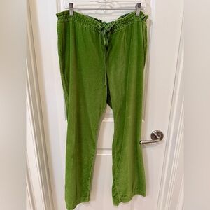 J Crew Green Cotton Velvet and Satin Drawstring Pants Size XL